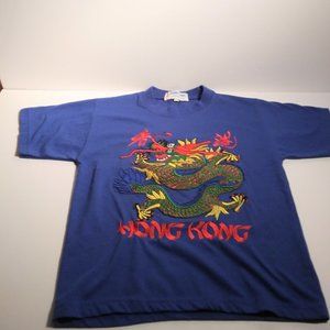 Hong Kong Embroidered Dragon Tee T-Shirt Youth M